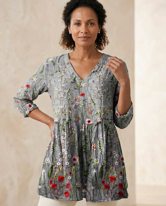 Amelie — Soft-Knit V-Neck Blouse