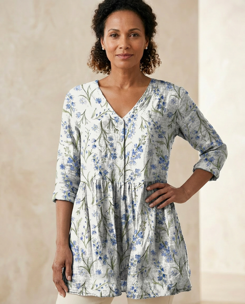 Jeanne — Soft-Knit V-Neck Blouse