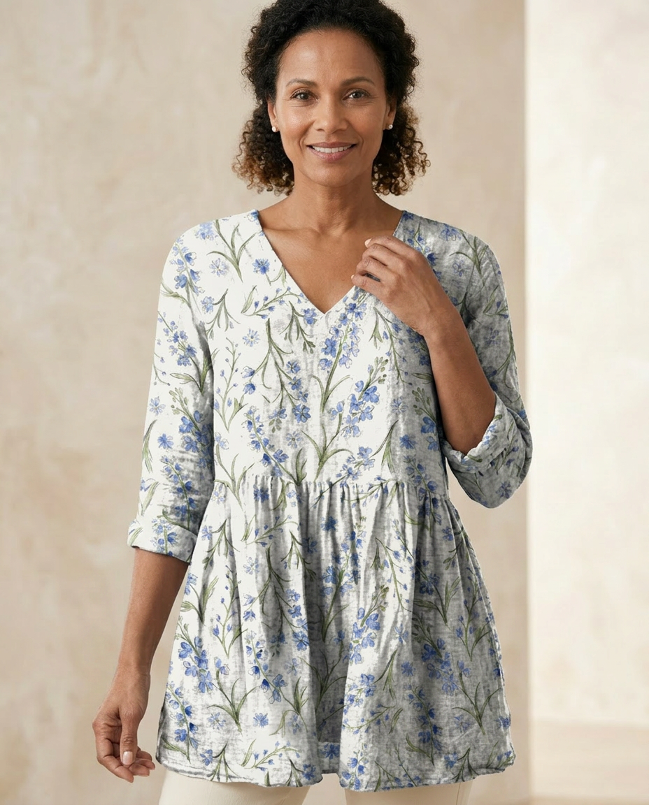 Jeanne — Soft-Knit V-Neck Blouse