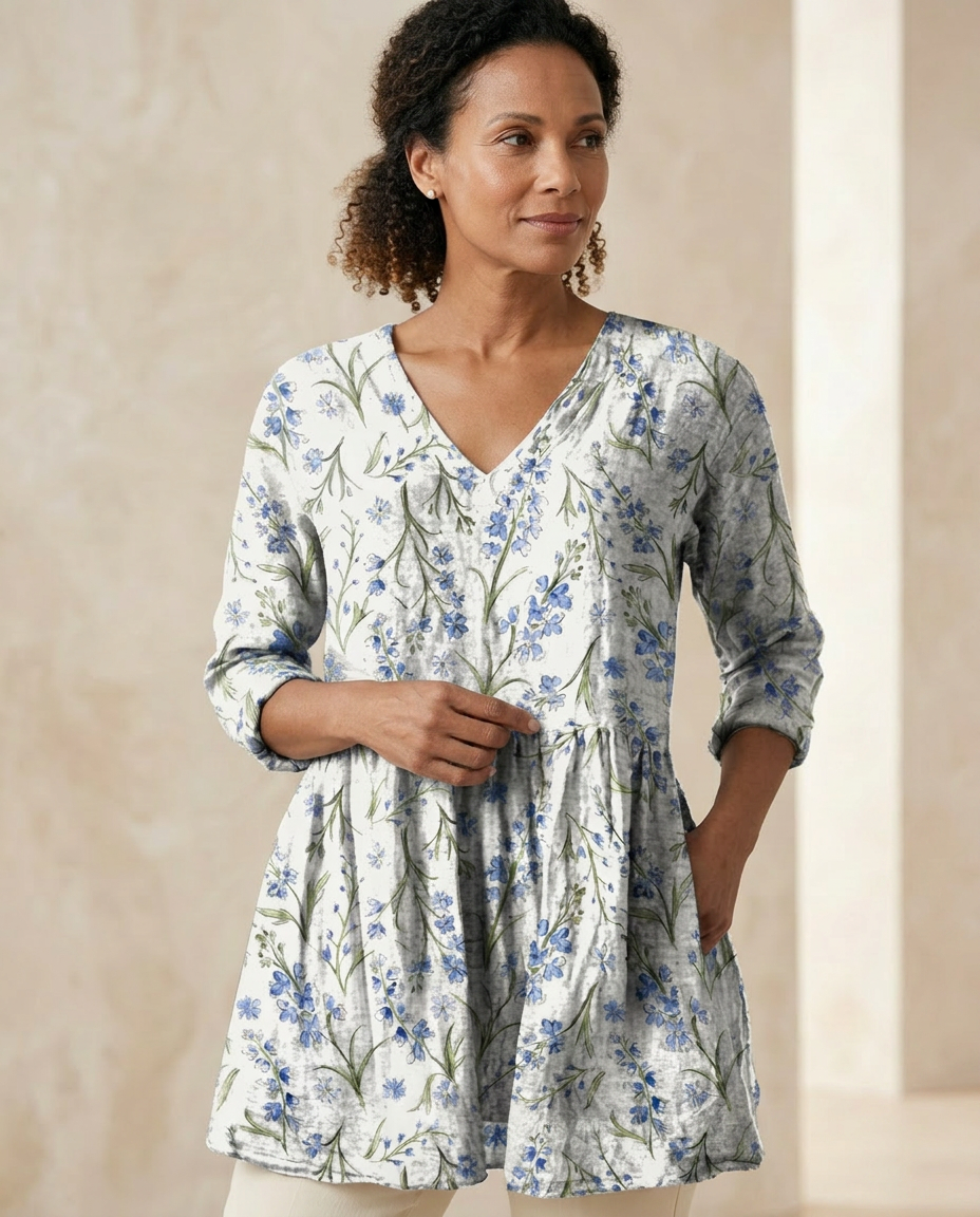 Jeanne — Soft-Knit V-Neck Blouse