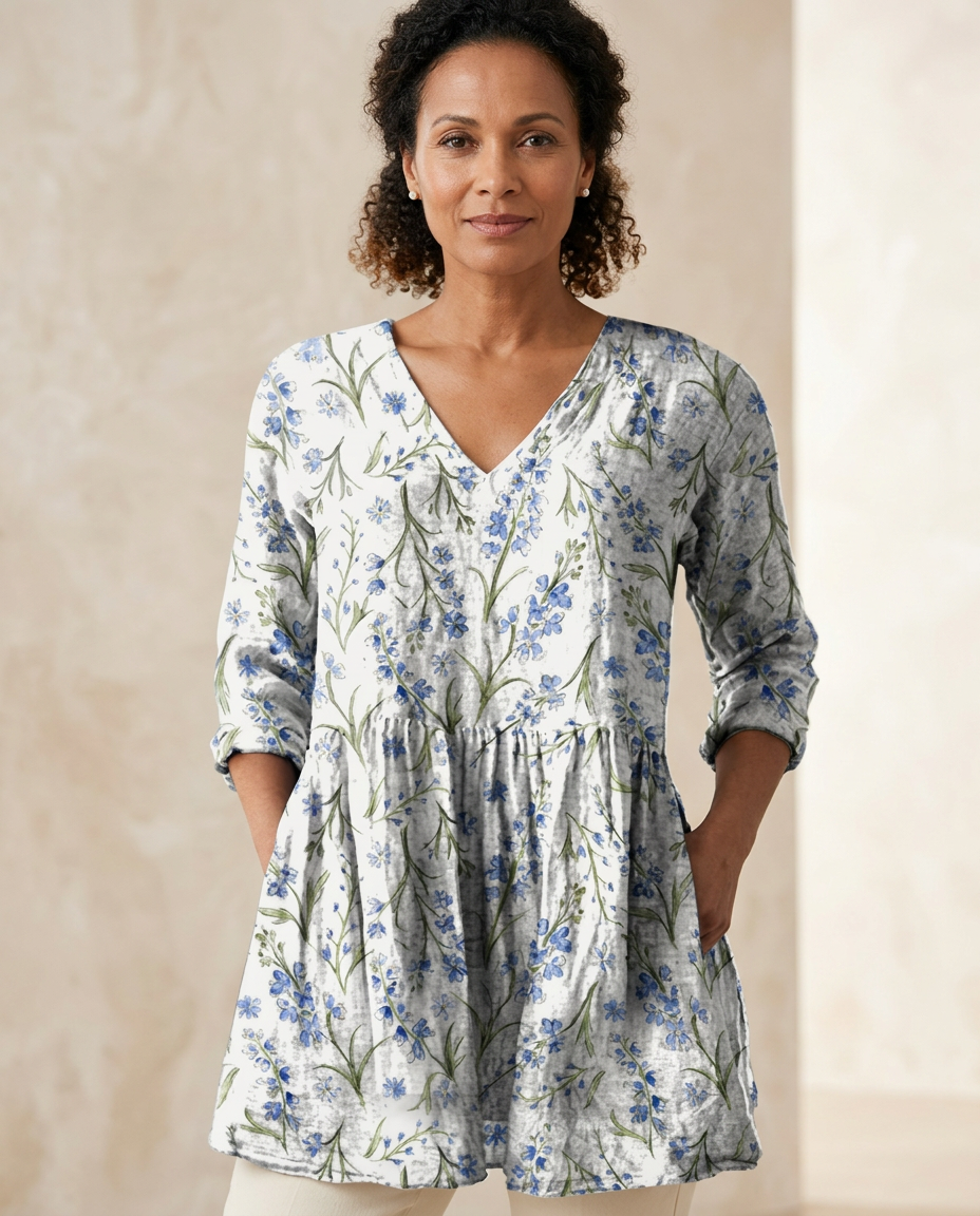 Jeanne — Soft-Knit V-Neck Blouse