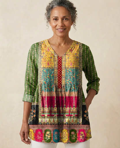 Emilie — Soft-Knit V-Neck Blouse
